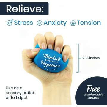 Stress Balls - Hand Therapy Relief for Anxiety, Fidget, Tension, Exercise Strengthener - Motivational Toys for Adults & Kids - Set of 2