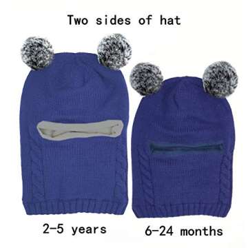 Baby Winter Hat Scarf Mitten Set, Unisex Infant Toddler Kids Hat Scarf (Navy, 2-5T)