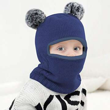 Baby Winter Hat Scarf Mitten Set, Unisex Infant Toddler Kids Hat Scarf (Navy, 2-5T)