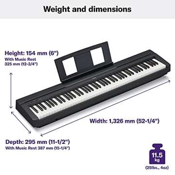 Yamaha 88-Key Weighted Action Digital Piano with Sustain Pedal and Power Supply (P45B)