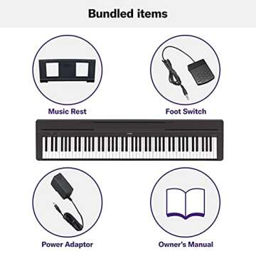 Yamaha 88-Key Weighted Action Digital Piano with Sustain Pedal and Power Supply (P45B)