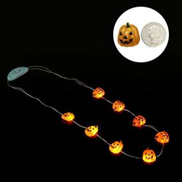 JASHIKA Halloween Eve Costume Party Accessories, Lighting Up LED Necklace Set of 3, Ghost, Jack O Lantern Pumpkin, Skull for Trick or Treating Door to Door Parade Procession