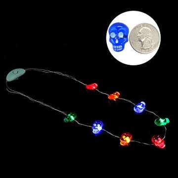 JASHIKA Halloween Eve Costume Party Accessories, Lighting Up LED Necklace Set of 3, Ghost, Jack O Lantern Pumpkin, Skull for Trick or Treating Door to Door Parade Procession