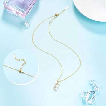 Gold Plated E Initial Pendant Necklace for Women