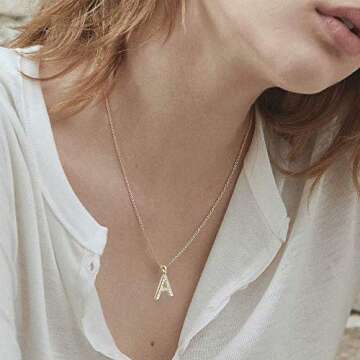 Gold Plated E Initial Pendant Necklace for Women