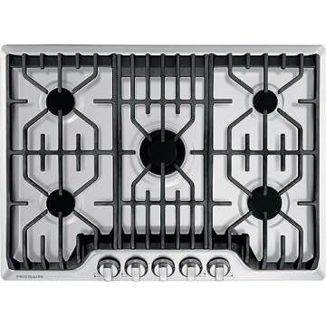 FRIGIDAIRE Professional 30-Inch Gas Cooktop, Stainless Steel, 5 Burners, Liquid Propane Convertible, FPGC3077RS