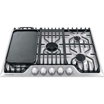 FRIGIDAIRE Professional 30-Inch Gas Cooktop, Stainless Steel, 5 Burners, Liquid Propane Convertible, FPGC3077RS