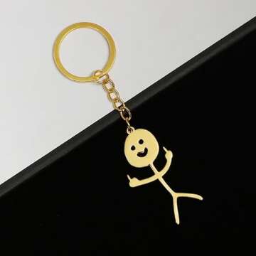 COLORFUL BLING Doodle Stainless Steel Middle Finger Keychain for BFFs