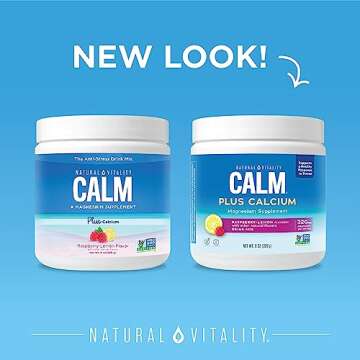 Natural Vitality CALM Magnesium Supplement Drink Mix Plus Calcium, Anti-Stress Drink Mix Powder, With Calcium, Vegetarian & Non-GMO, Raspberry Lemon, 8 oz