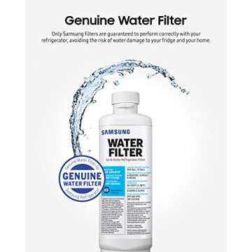 SAMSUNG Genuine Filter for Refrigerator Water and Ice, Carbon Block Filtration, Reduces 99% of Harmful Contaminants for Clean, Clear Drinking Water, 6-Month Life, HAF-QIN/EXP, 1 Pack