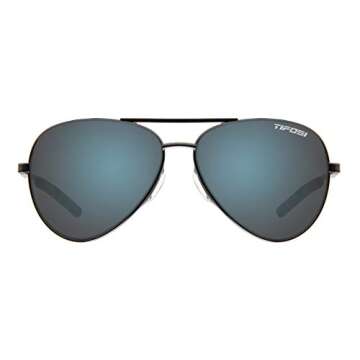 Tifosi Optics Shwae Aviator Sunglasses (Graphite, Smoke Bright Blue)