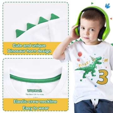 3rd Birthday Boy Shirt Dinosaur Birthday T-Shirt 3 Year Old Toddler Dinosaur Outfit Cotton White Dino Party Shirt Roar I’m 3 Short Sleeve Top Tee