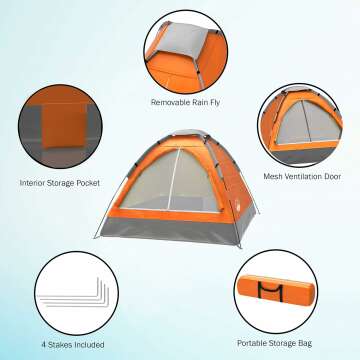 Wakeman Camping Tent with Rain Fly & Carry Bag