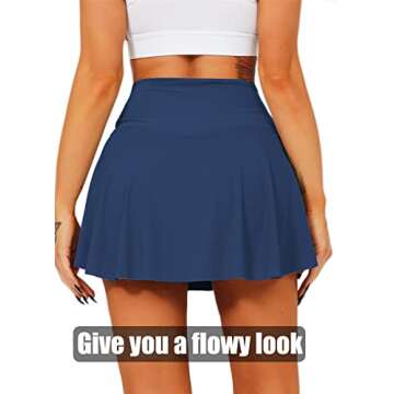 Navneet Women Tennis Skirts with Pockets High Waisted Golf Skirts Athletic Skorts Skirts for Women Activewear Pleated Skirt Running Workout Sports Y2k Skirt Mini Skirt #1 Navy M