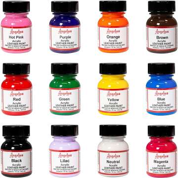 Angelus Brand Acrylic Paint Starter Kit - 12 Colors for Leather, Vinyl & Sneakers