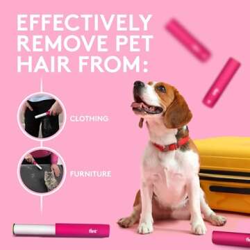 Flint Classic Pink Retractable Mini Lint Roller with 90 Extra Sticky Sheets, Small and Portable Lint Roller, Ideal Pet Hair Remover Lint Roller, Travel Lint Roller, and Lint Roller for Clothes