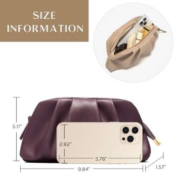 SWEETV Dressy Vegan Leather Clutch Purse for Women Formal, Soft Pleated PU Evening Clutch for Weddings, Proms, Cocktail-Gemma