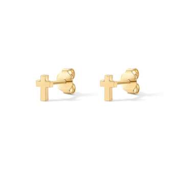 PAVOI 14K Yellow Gold Plated Sterling Silver Posts Cross Stud Earrings for Women | Religious Faith Studs Earrings