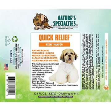 Nature's Specialties Quick Relief Ultra Concentrated Dog Shampoo for Pets, Makes up to 1 Gallon, Natural Choice for Professional Groomers, Made in USA, 16 oz