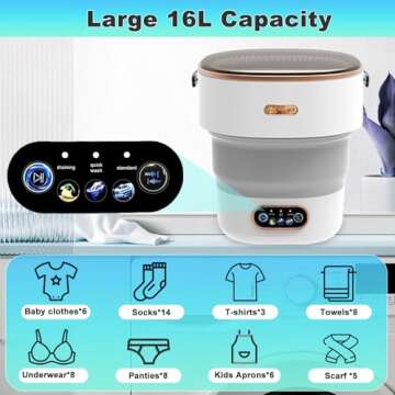 Portable 16L Compact Washing Machine for Small Spaces