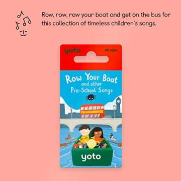 Yoto Row Your Boat & Other Pre-School Songs – Kids Musical Card for Use with Player & Mini All-in-1 Audio Device, Screen-Free Listening with Fun Singalong Music for Playtime Parties & Travel