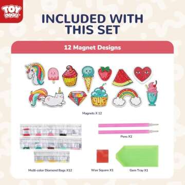 TOY Life Diamond Kits Magnets Diamond Gems Kits for Kids Valentine Day Gifts Diamond Art for Kids Arts and Crafts for Girls Ages 8-12