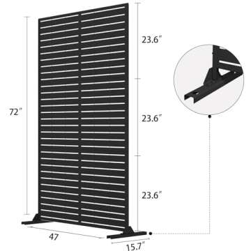 PexFix 76" H x 47" W Metal Privacy Screen, Outdoor Indoor Privacy Screens and Panels Freestanding, Decorative Privacy Fence Screen Fence Panels for Balcony Patio