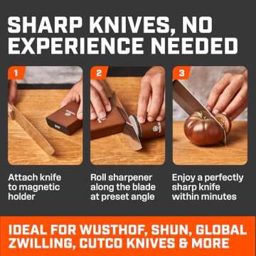 The Original Tumbler Rolling Knife Sharpener™ - Knife Sharpening Made Easy - Knife Sharpener Tool for Kitchen Knives - Knife Sharpener Kit Offers 15 & 20 Degree Sharpening - Kitchen Gadgets & Gifts