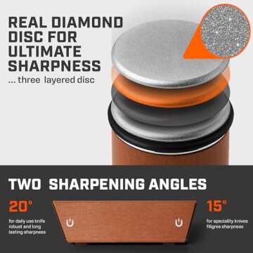 The Original Tumbler Rolling Knife Sharpener™ - Knife Sharpening Made Easy - Knife Sharpener Tool for Kitchen Knives - Knife Sharpener Kit Offers 15 & 20 Degree Sharpening - Kitchen Gadgets & Gifts