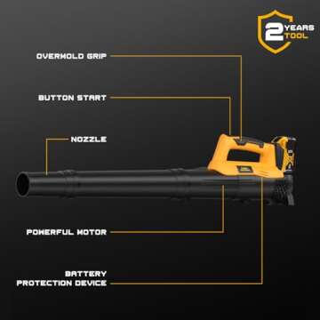 Cordless Leaf Blower for Dewalt 20V Battery, 450 CFM Electric Leaf Blower with 130-MPH, Copper Motor & Turn on Hold Mode, Battery Protection for Lawn Care/Yard/Patio, Tool ONLY