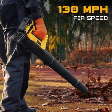 Cordless Leaf Blower for Dewalt 20V Battery, 450 CFM Electric Leaf Blower with 130-MPH, Copper Motor & Turn on Hold Mode, Battery Protection for Lawn Care/Yard/Patio, Tool ONLY