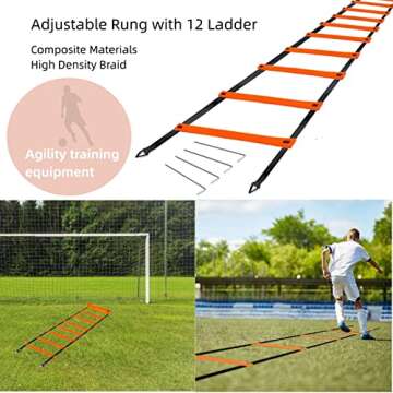 KATZEIST Agility Training Equipment, Kids Soccer Hurdles Agility Ladder Equipment Kit Footwork for Football, Soccer, Basketball Tennis & Athletes, Speed Agility Training kit, Orange