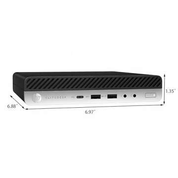 HP EliteDesk 800 G3 Mini Desktop Computer, Intel Quad-Core i5-6500T, 16GB DDR4 RAM, 256GB SSD, Keyboard&Mouse, VGA, DP, Windows 10 Pro (Renewed)