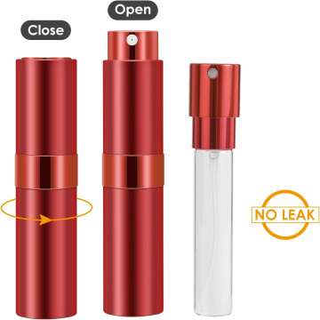 Saiveina 8ml Travel Perfume Atomizer Bottles Refillable, Mini Fragrance Bottles for Perfume, Empty Cologne Sprayer Pocket Perfume Dispenser(4 Pack)