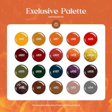 beetles Gel Polish Nail Set 20 Colors Cozy Campfire Collection Orange Yellow Green Brown Fall Winter Gel Polish Set Soak Off Uv Lamp Need Base Glossy & Matte Top Coat Manicure Kit Gift for Girls