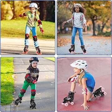 MammyGol Roller Skates for Boys Girls, 4 Sizes Adjustable Quad Skates for Kids with All Light up Wheels, Full Protection for Toddler's Indoor and Outdoor Play Blue Size 10C 11C 12C 13C