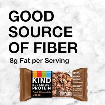 KIND Breakfast, Healthy Snack Bar, Dark Chocolate Cocoa, Gluten Free Breakfast Bars, 8g Protein, 1.76 OZ Packs (6 Count)