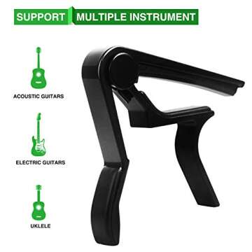 Premium Guitar Capo for 6-String Acoustic & Electric Guitars - Black