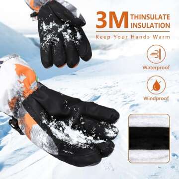 Winter Ski Gloves - Waterproof & Warm for Family Fun