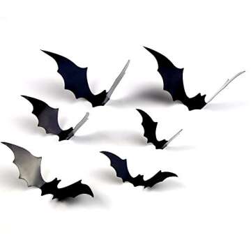 DIYASY Bats Wall Decor,120 Pcs 3D Bat Halloween Decoration Stickers for Home Decor 4 Size Waterproof Black Spooky Bats for Room Décor