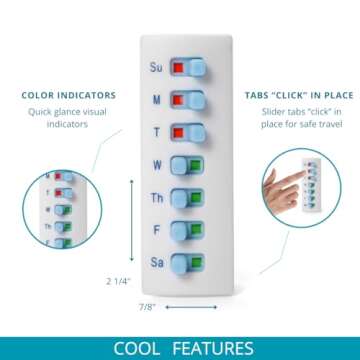 5 Pack Medication Tracker and Reminder, Take-n-Slide Reusable Peel and Stick Pill Trackers Attach to Your Bottle 7 Day Medicine Vitamins Pets Pill Organizer Alternative Medication Aid White