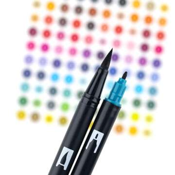 Tombow 56189 Dual Brush Pen Art Markers, Tropical, 10-Pack. Blendable, Brush and Fine Tip Markers