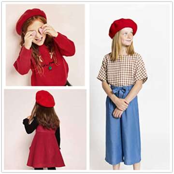 AWAYTR Kids Beret Hats for Girls - Artist Wool French Beret for Toddler Little Girl Red