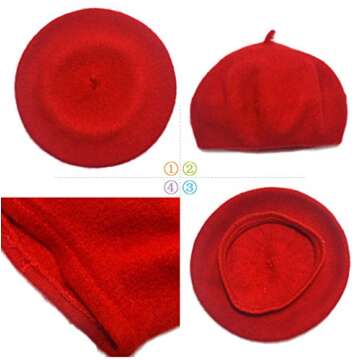 AWAYTR Kids Beret Hats for Girls - Artist Wool French Beret for Toddler Little Girl Red