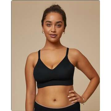 Harper Wilde Bliss Triangle Bralette - Ultra-Soft & Lightweight, Deep V Bralette for Women - X-Small, Black