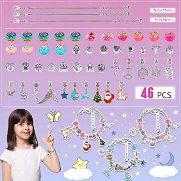 Girls Charm Bracelet Making Kit, Unicorn Toy Gifts for Ages 6 7 8 9 10+ Girls DIY Jewelry Making Kit for 8-12, Perfect Craft Kits Educational Toys - Finger Fine Motor Training and Inspires Creativity