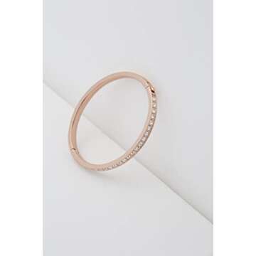 Ted Baker London Clemara Hinge Crystal Bangle Bracelet for Women (Rose Gold Tone)