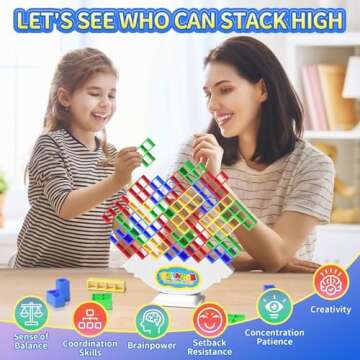 Ziogogco 48 Pcs Game Gifts, Balance Stacking Blocks Game，Perfect for Family, Parties, Travel,Boys Girls Gifts，Novelty Toy Gift for Kids or Friends