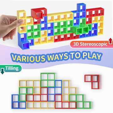 Ziogogco 48 Pcs Game Gifts, Balance Stacking Blocks Game，Perfect for Family, Parties, Travel,Boys Girls Gifts，Novelty Toy Gift for Kids or Friends