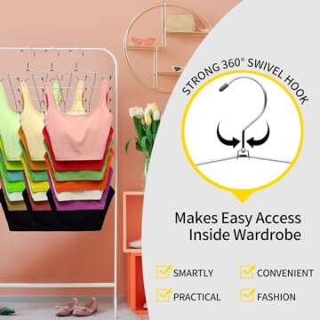 3 Pack Closet-Organizer,8 Tier Tank-Top-Hanger,Closet-Organizers-and-Storage Bra-Hangers-Space-Saving,Apartment Dorm-Room-Essentials-for-College-Students-Girls Organization-and-Storage Camisoles Scarf